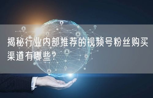 揭秘行业内部推荐的视频号粉丝购买渠道有哪些?