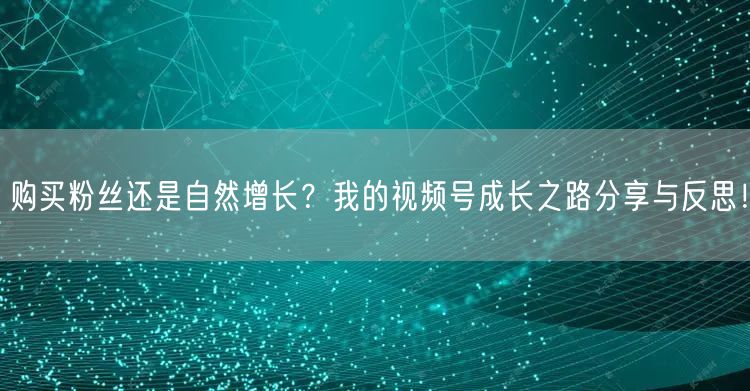 购买粉丝还是自然增长?我的视频号成长之路分享与反思!