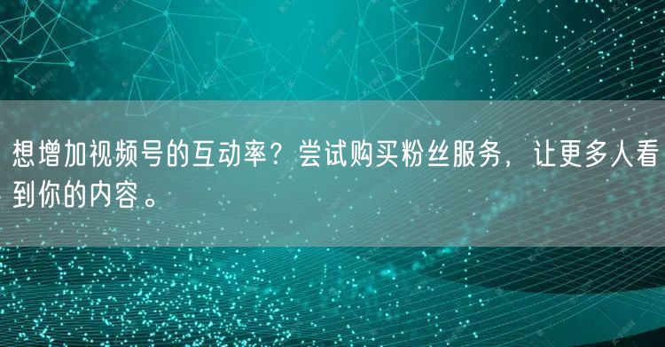 想增加视频号的互动率？尝试购买粉丝服务，让更多人看到你的内容。