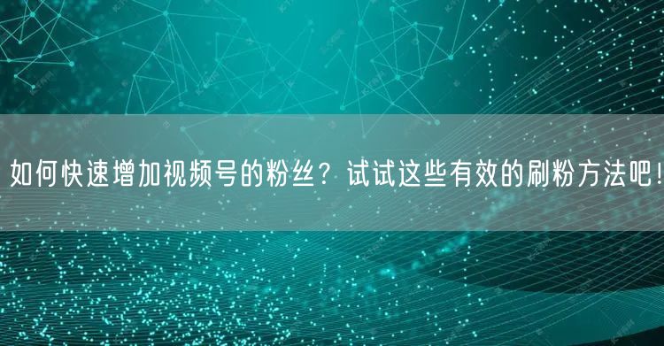 如何快速增加视频号的粉丝?试试这些有效的刷粉方法吧!