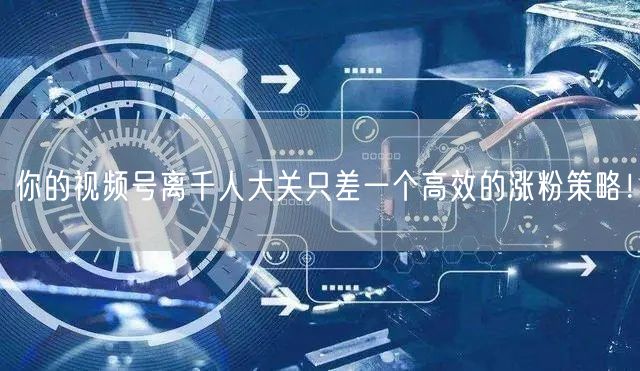你的视频号离千人大关只差一个高效的涨粉策略!